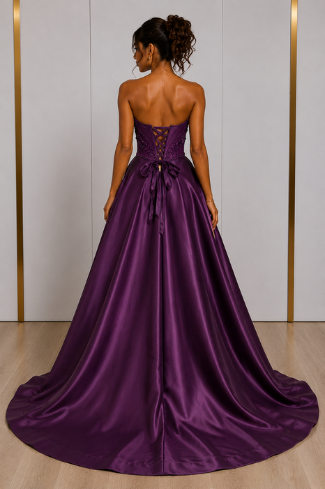 Robe de Soirée Corset Perlé Jupe Princesse