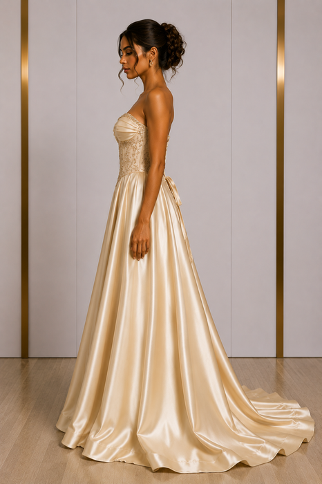 Robe de Soirée Corset Perlé Jupe Princesse