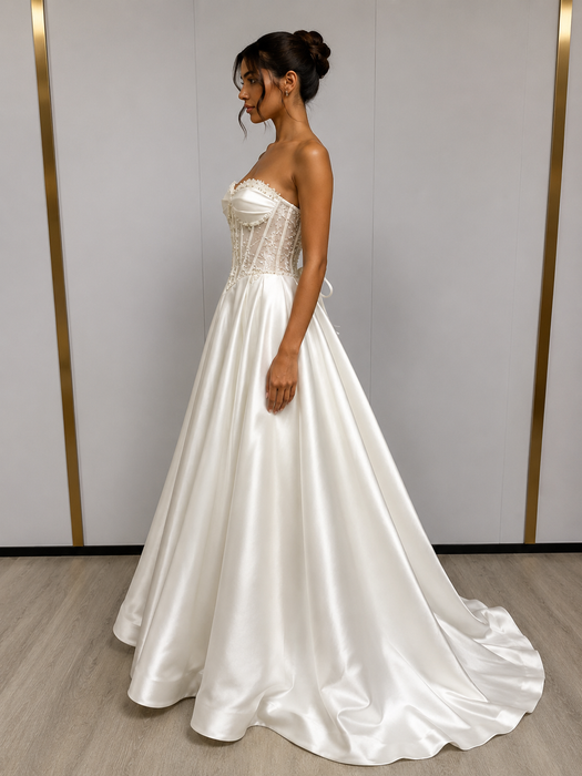 Robe de Soirée Corset Perlé Jupe Princesse