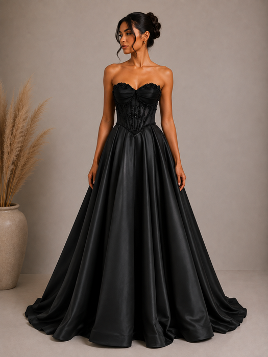 Robe de Soirée Corset Perlé Jupe Princesse