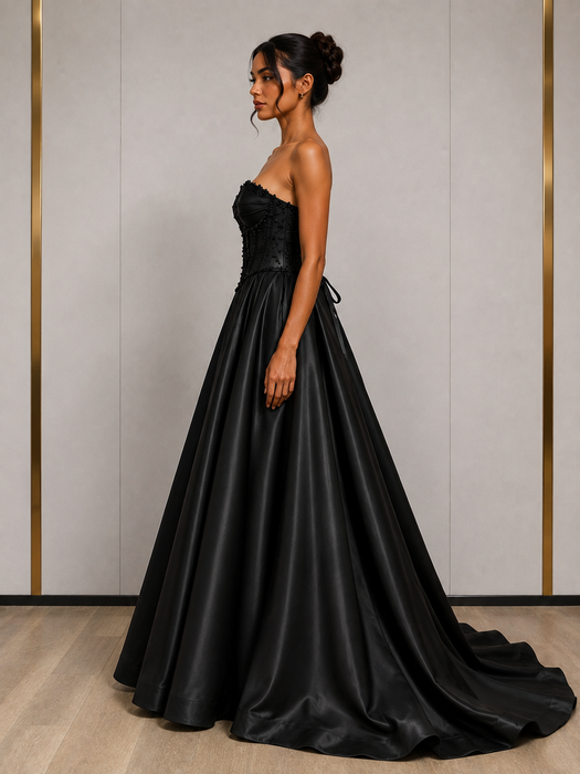 Robe de Soirée Corset Perlé Jupe Princesse