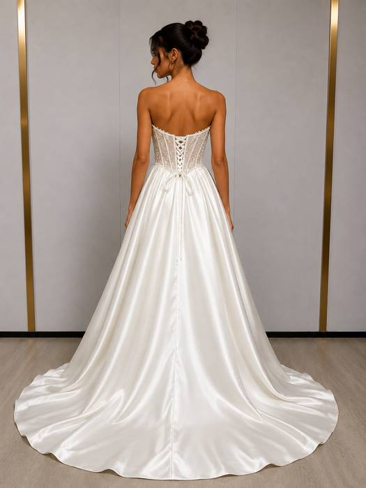 Robe de Soirée Corset Perlé Jupe Princesse