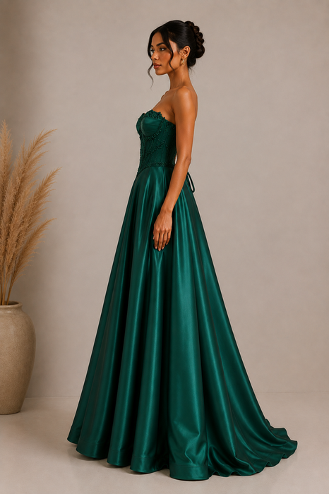Robe de Soirée Corset Perlé Jupe Princesse