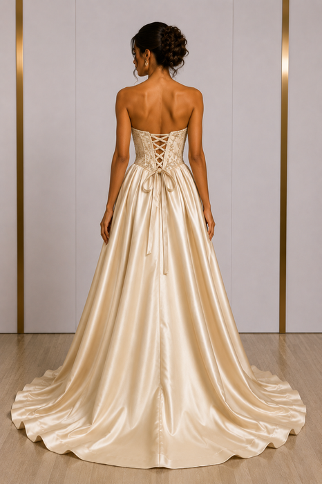 Robe de Soirée Corset Perlé Jupe Princesse