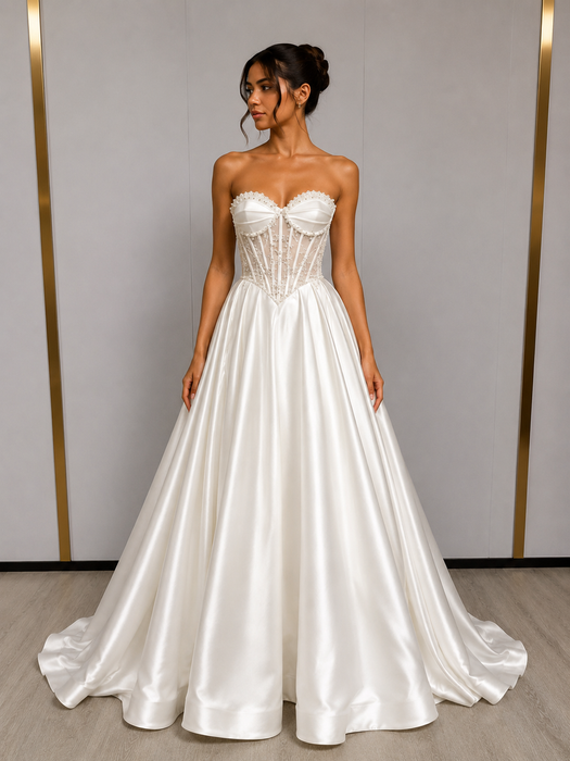 Robe de Soirée Corset Perlé Jupe Princesse