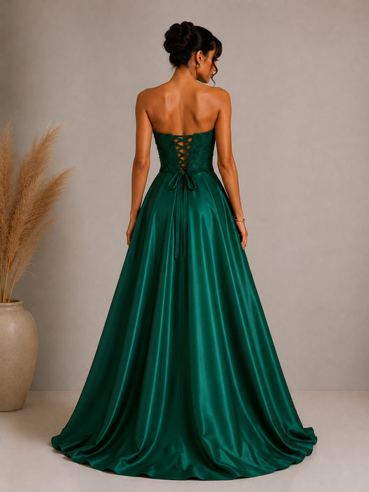Robe de Soirée Corset Perlé Jupe Princesse